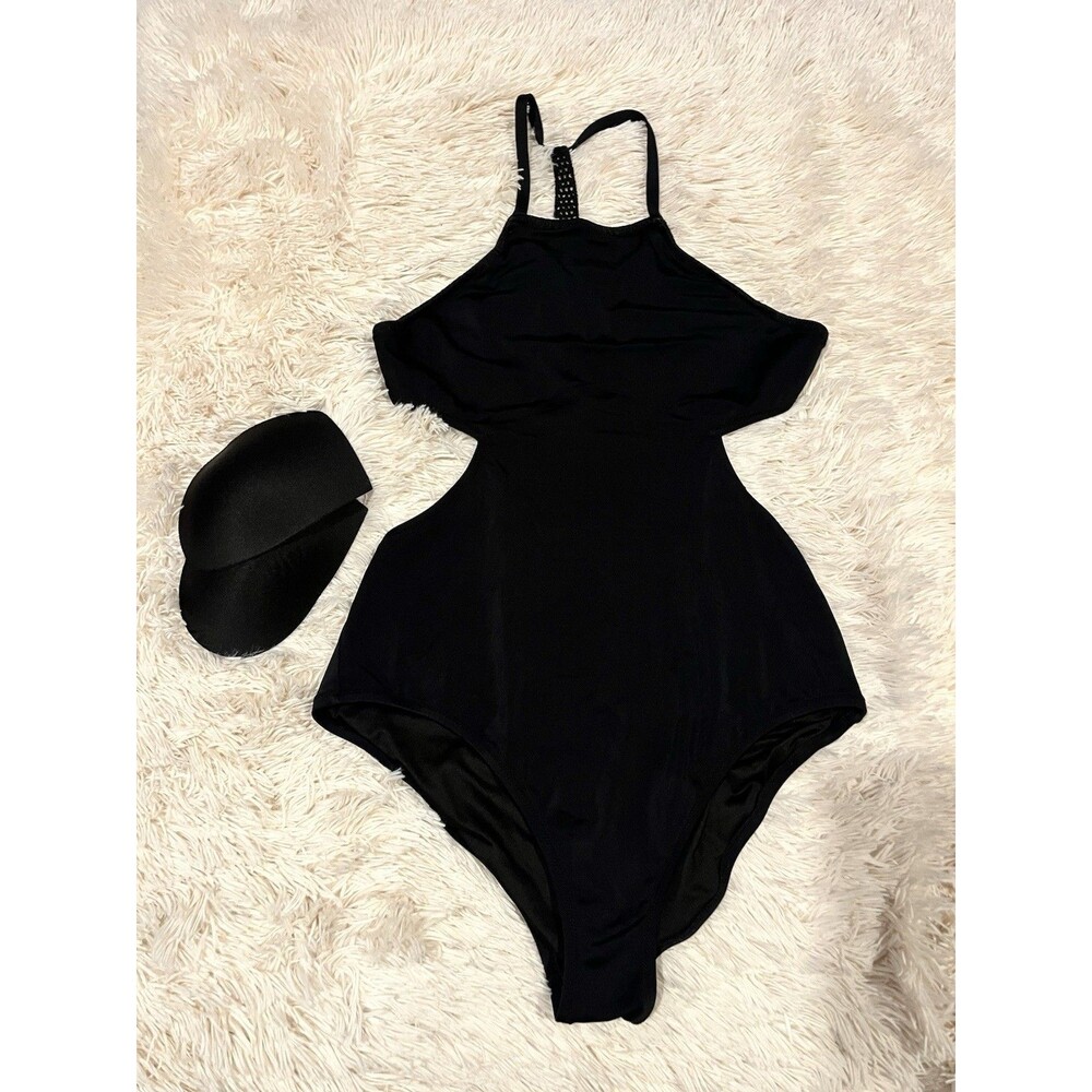 Victoria's Secret | Black One Piece Swimsuit Cheekie Size L | Net W Neon Accent